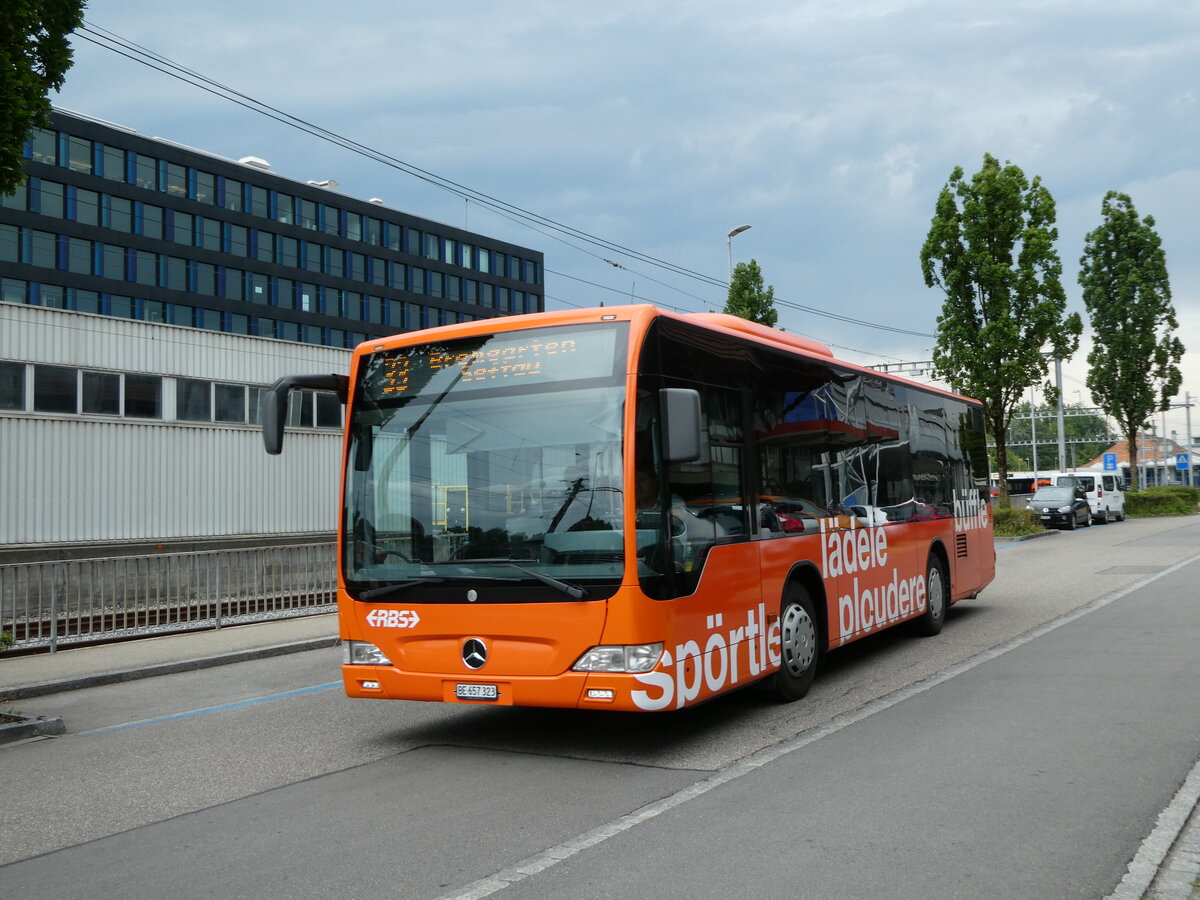 (252'762) - RBS Worblaufen - Nr. 23/BE 657'323 - Mercedes (ex Busland, Burgdorf Nr. 208) am 18. Juli 2023 beim Bahnhof Worblaufen