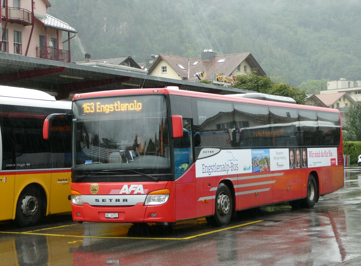(252'980) - AFA Adelboden - Nr. 24/BE 26'701/PID 10'040 - Setra am 25. Juli 2023 in Meiringen, Postautostation (Einsatz: PostAuto fr Engstlenalp-Bus)