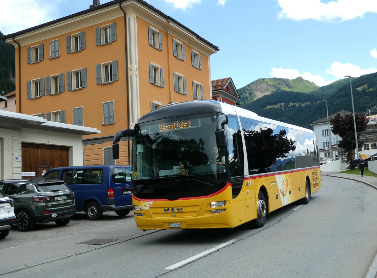 (253'017) - PostAuto Bern - Nr. 71/BE 412'071/PID 11'071 - MAN (ex PostAuto Zentralschweiz Nr. 20; ex Dillier, Sarnen Nr. 20) am 25. Juli 2023 beim Bahnhof Airolo