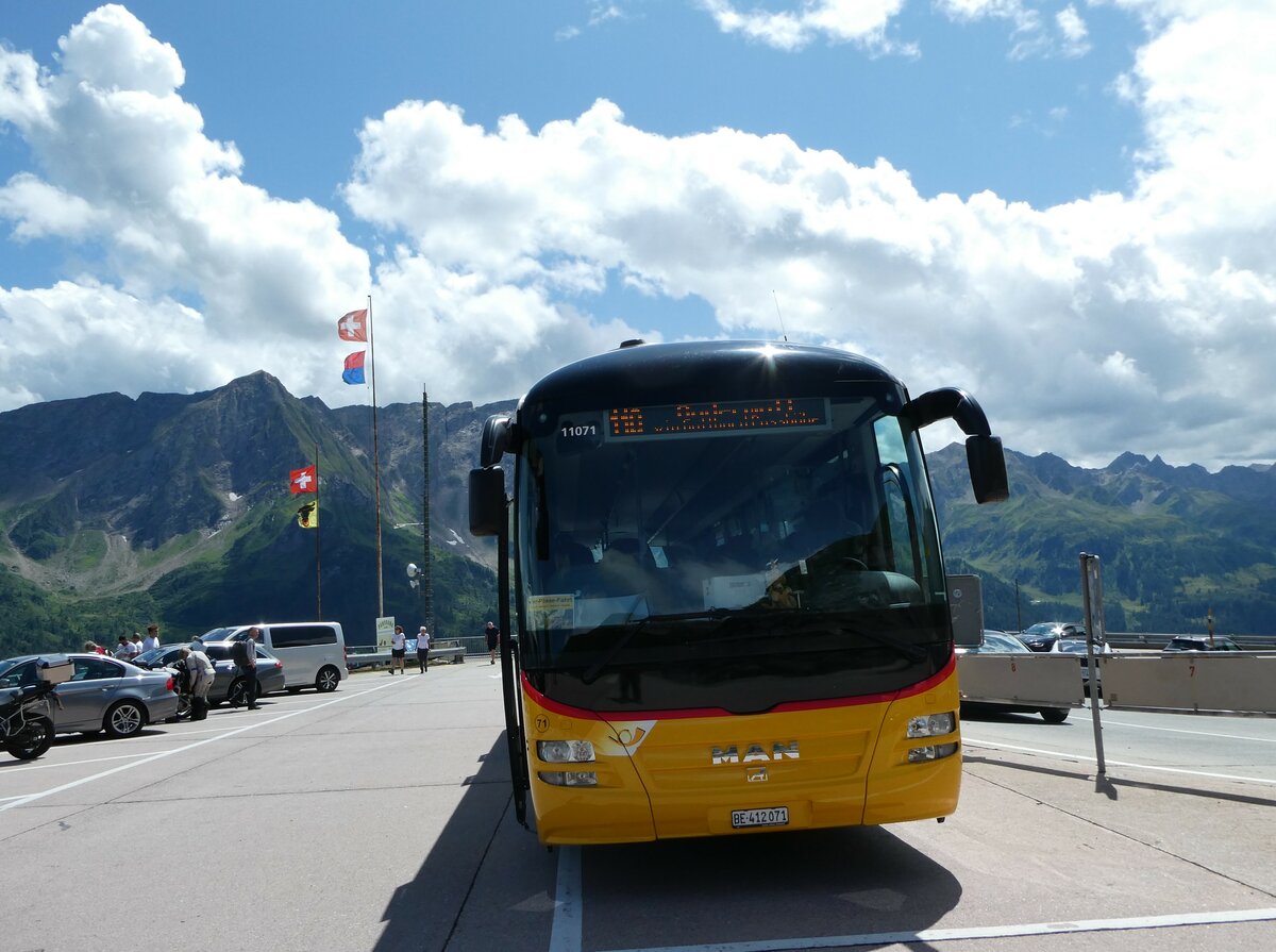 (253'026) - PostAuto Bern - Nr. 71/BE 412'071/PID 11'071 - MAN (ex PostAuto Zentralschweiz Nr. 20; ex Dillier, Sarnen Nr. 20) am 25. Juli 2023 in Airolo, Pian Secco Belvedere