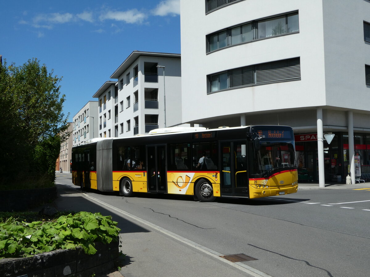 (253'323) - SB Trans, Sursee - Nr. 20/LU 259'807/PID 10'249 - Solaris am 3. August 2023 beim Bahnhof Rotkreuz