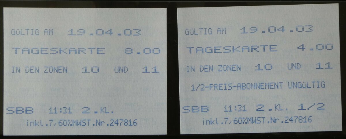 (253'772) - BVB-Tageskarten am 13. August 2023 in Thun