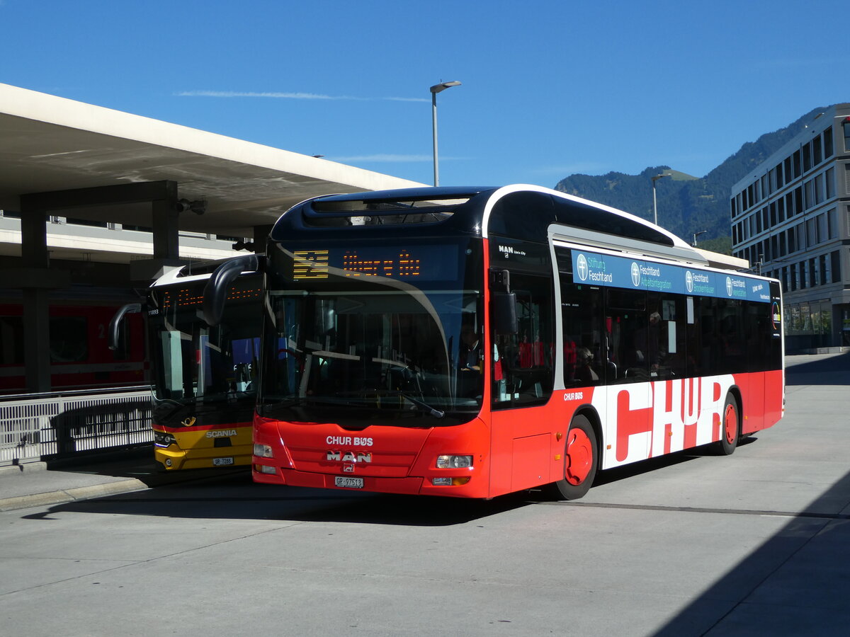 (255'573) - Chur Bus, Chur - Nr. 13/GR 97'513 - MAN am 26. September 2023 beim Bahnhof Chur