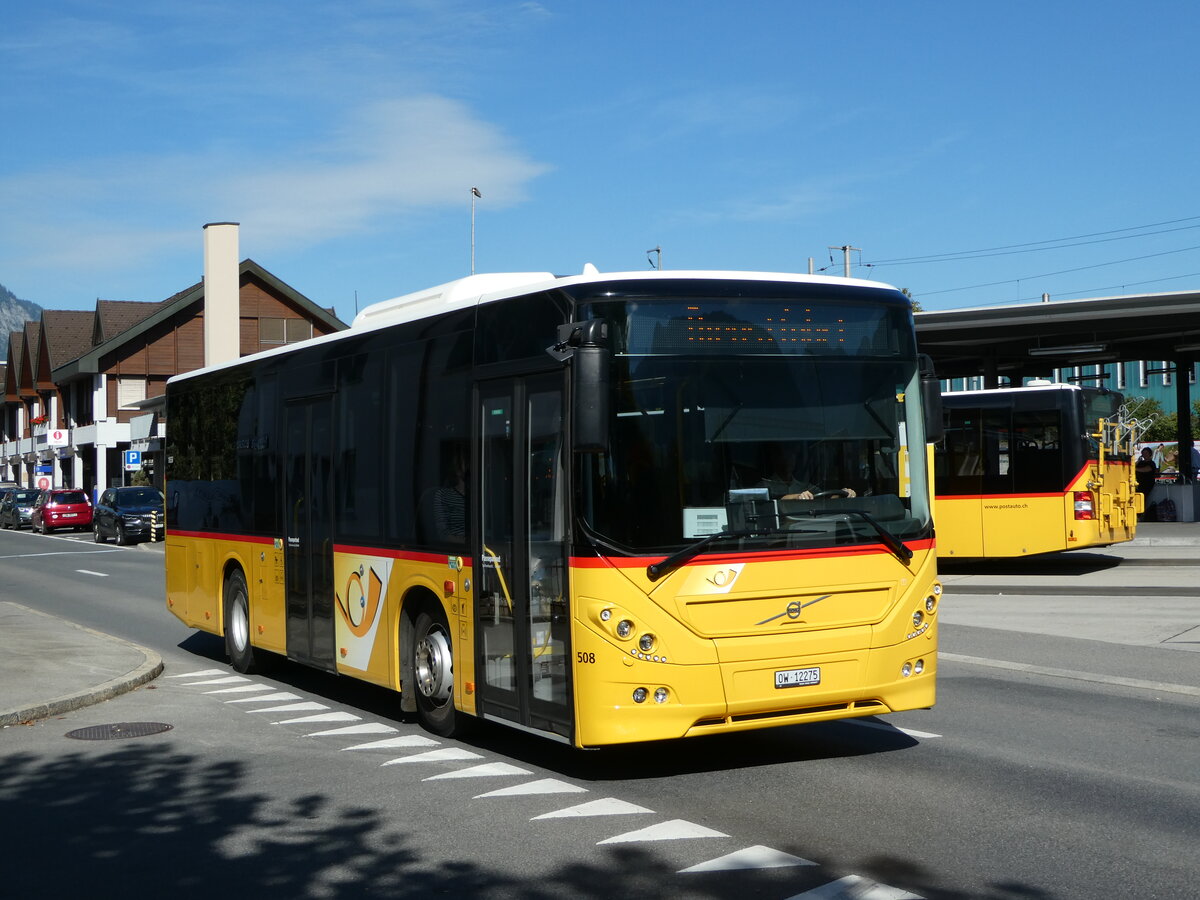 (255'680) - PostAuto Zentralschweiz - Nr. 508/OW 12'275/PID 10'536 - Volvo (ex Nr. 12; ex Dillier, Sarnen Nr. 12) am 29. September 2023 beim Bahnhof Sarnen