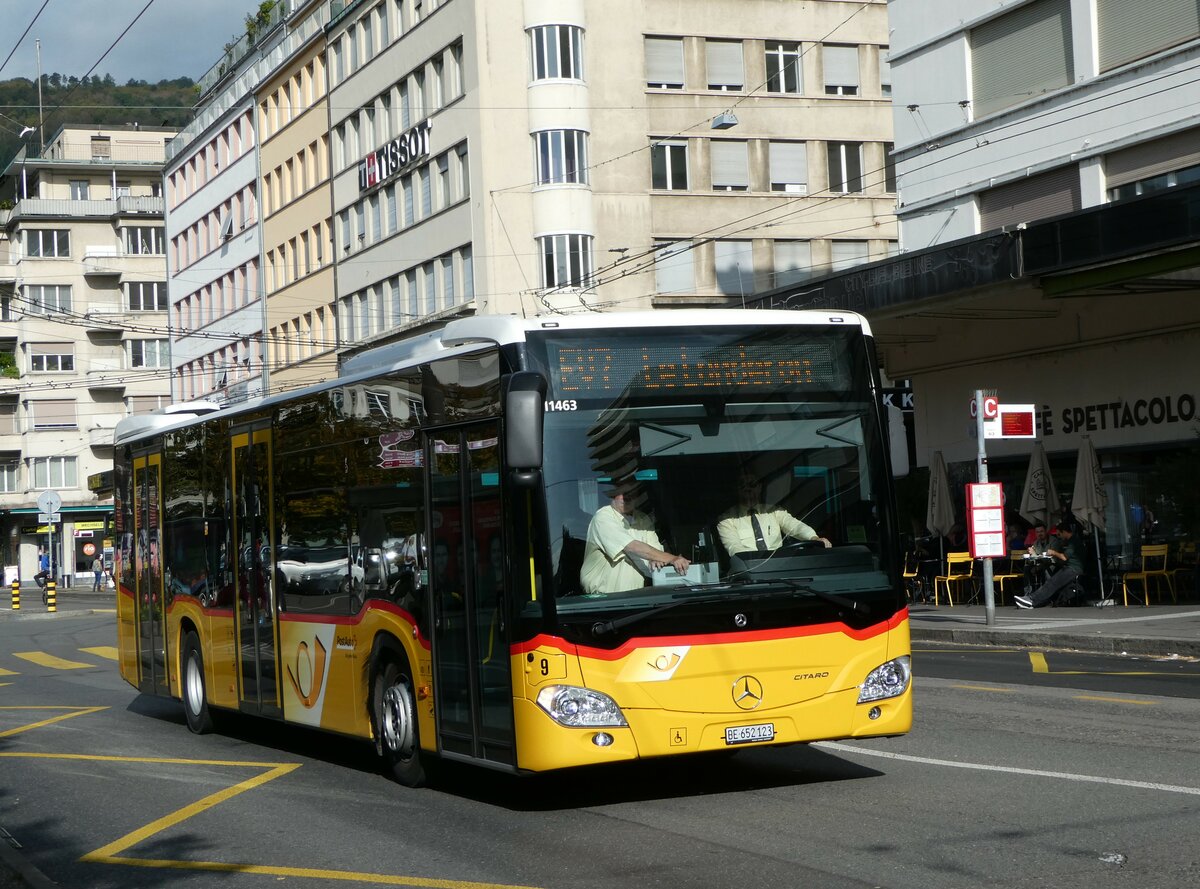 (255'704) - PostAuto Bern - Nr. 9/BE 652'123/PID 11'463 - Mercedes am 30. September 2023 beim Bahnhof Biel