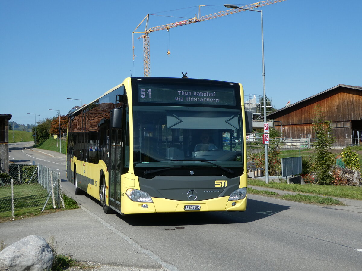 (255'854) - STI Thun - Nr. 186/BE 804'186 - Mercedes am 3. Oktober 2023 in Lngenbhl, Bach