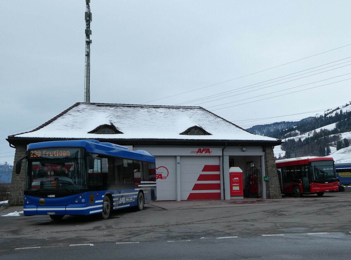 (257'274) - AFA Adelboden - Nr. 57/BE 272'798 - Scania/Hess am 27. November 2023 beim Bahnhof Frutigen
