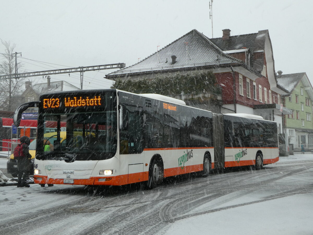 (257'301) - Regiobus, Gossau - Nr. 46/SG 38'472 - MAN am 28. November 2023 beim Bahnhof Appenzell