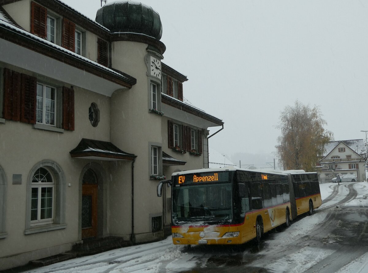 (257'306) - Eurobus, Arbon - Nr. 2/TG 27'701/PID 5545 - Mercedes am 28. November 2023 beim Bahnhof Waldstatt