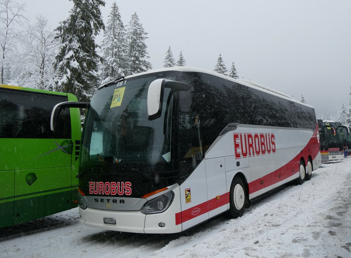 (258'292) - Eurobus, Bern - Nr. 1/BE 379'901 - Setra am 6. Januar 2024 in Adelboden, Unter dem Birg
