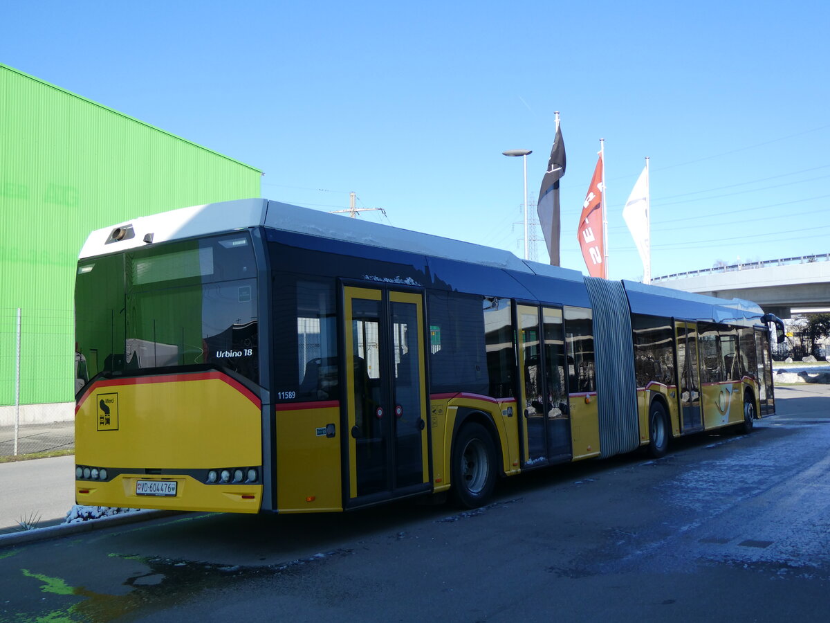 (258'790) - CarPostal Ouest - VD 604'476/PID 11'589 - Solaris am 20. Januar 2024 in Kerzers, Interbus