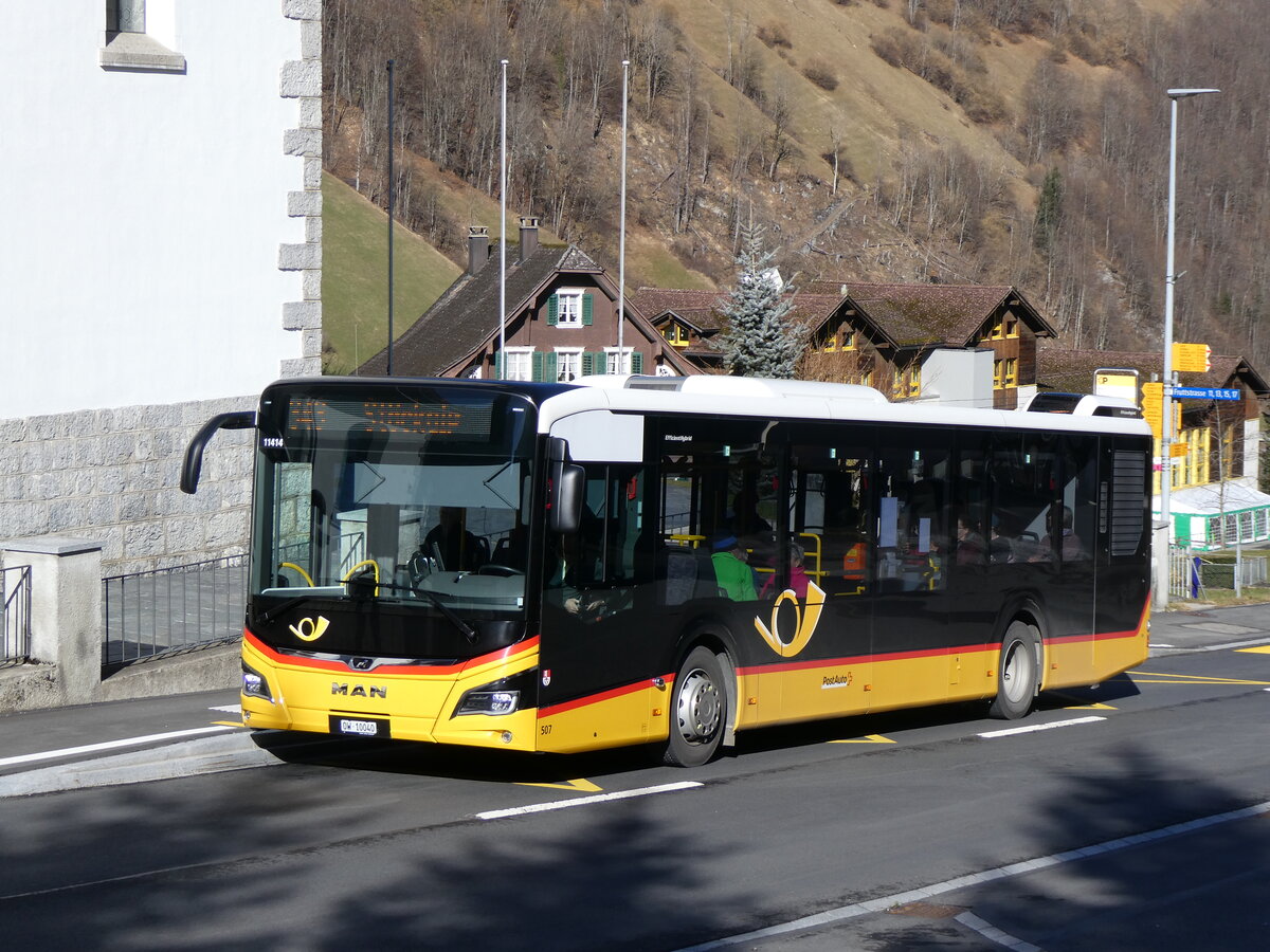 (259'309) - PostAuto Zentralschweiz - Nr. 507/OW 10'040/PID 11'414 - MAN (ex Nr. 7) am 13. Februar 2024 in Melchtal, Dorf
