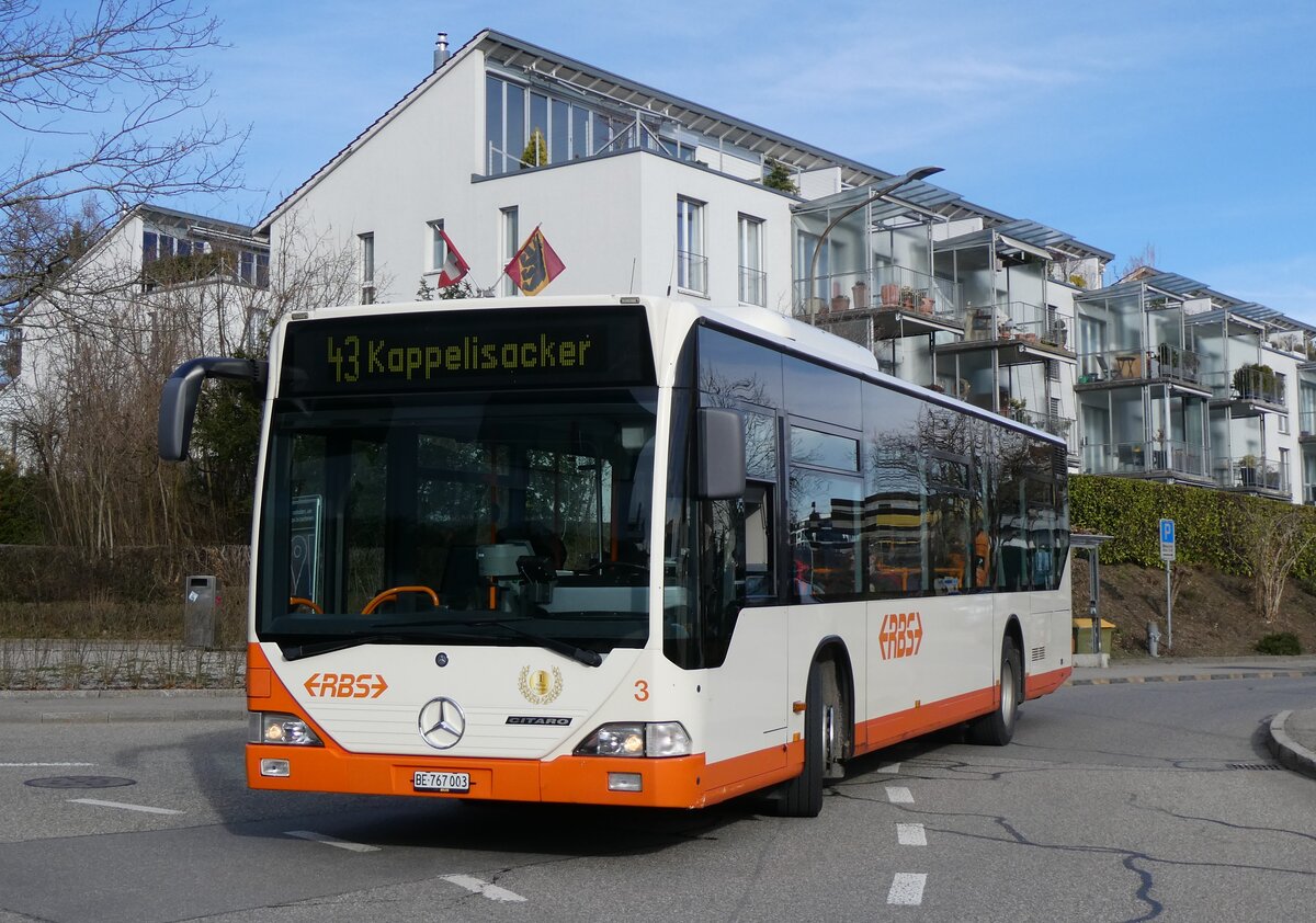 (260'053) - RBS Worblaufen - Nr. 3/BE 767'003 - Mercedes am 3. Mrz 2024 in Ittigen, Brunnenhof