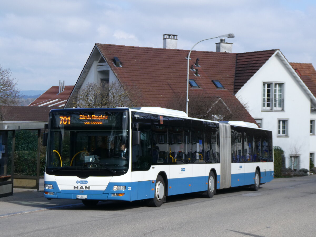 (260'161) - ATE Bus, Effretikon - Nr. 32/ZH 480'132 - MAN am 4. Mrz 2024 in Maur, Dorf