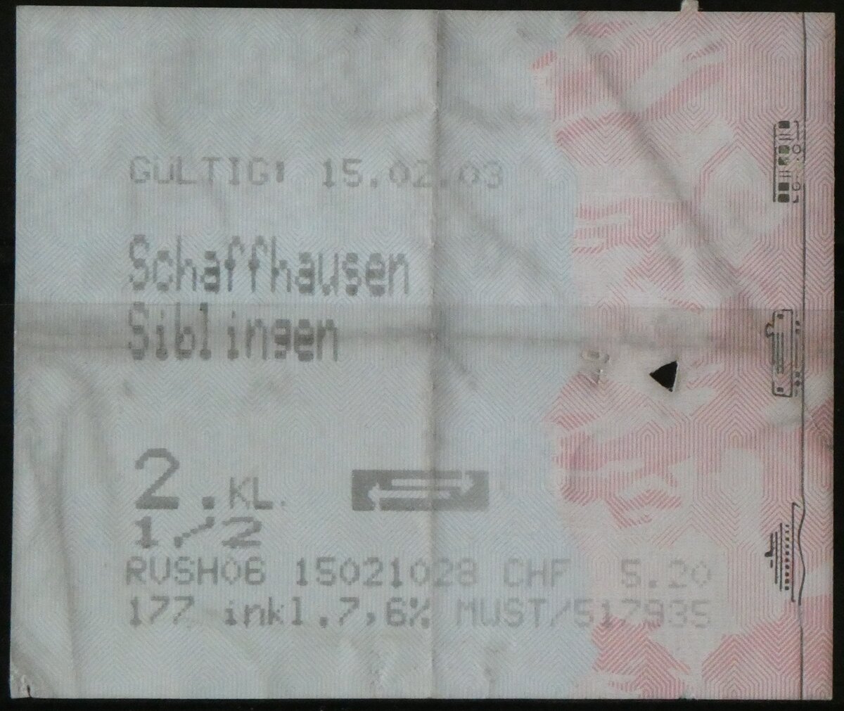 (260'177) - RVSH-Einzelbillet vom 15. Februar 2023 am 8. Mrz 2024 in Thun