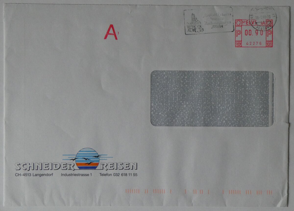 (260'412) - Schneider-Briefumschlag vom 19. Mrz 1998 am 17. Mrz 2024 in Thun
