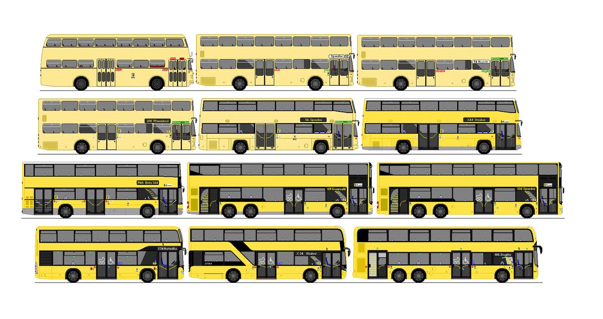 BVG Berlin - Diverse Doppelstock-Autobusse aus verschiedenen Jahren