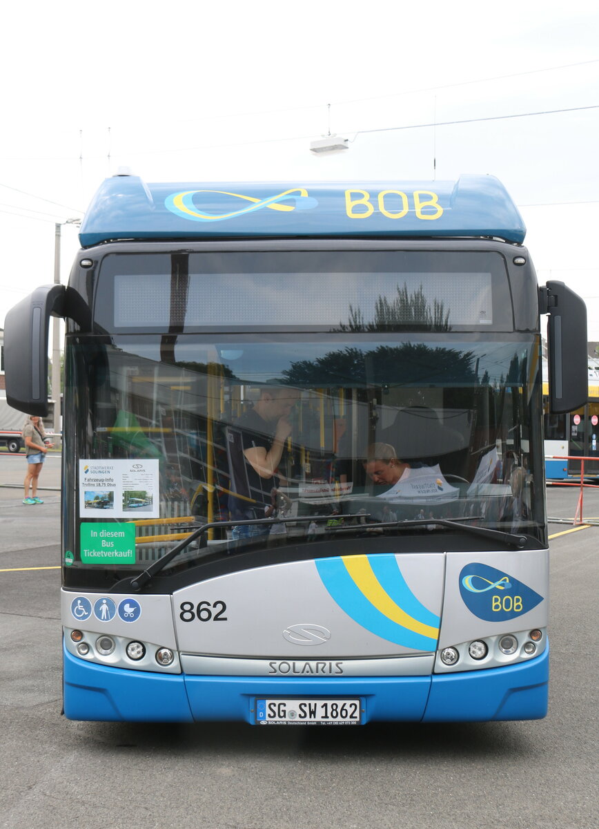 SWS Solingen - Nr. 862/SG-SW 1862 - Solaris Gelenktrolleybus am 19. Juni 2022 in Solingen (Aufnahme: Martin Beyer)