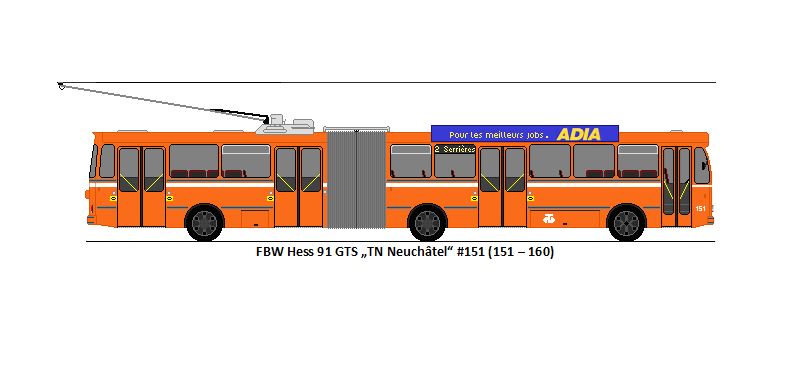 TN Neuchtel - Nr. 151 - FBW/Hess 91 GTS Gelenktrolleybus (ex Nr. 51)