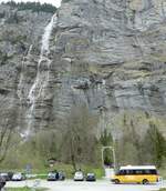 Mercedes/812548/249244---postauto-bern---be (249'244) - PostAuto Bern - BE 477'965/PID 5281 - Mercedes am 28. April 2023 in Stechelberg, Schilthornbahn (prov. Haltestelle)