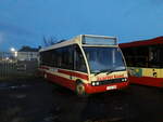 YJ55 YGM
2005 Optare Solo
Optare B28F
New to Scarlet Band Motor Services in 2005 for use on Durham Citys' then new Park & Ride operation.  One of ten such vehicles, all fitted with Cummins ISBe engines, this was one of two left in the fleet when Scarlet Band ceased operation in October 2022, although off the road for almost a year owing to a frayed gear change cable.
Offered for sale, it was eventually acquired by a preservationist, originally for spares but may end up being preserved.

West Cornforth, County Durham
6th January 2023.