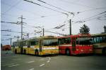(074'224) - TN Neuchtel - Nr. 155 (ex Nr. 55) + Nr. 154 (ex Nr. 54) - FBW/Hess Gelenktrolleybusse am 16. Januar 2005 in Marin, Dpt