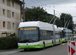 (258'945) - transN, La Chaux-de-Fonds - Nr. 163/NE 209'163 - Hess/Hess Gelenktrolleybus am 26. Januar 2024 beim Bahnhof Marin-pagnier