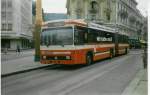 (020'216) - VB Biel - Nr. 67 - Volvo/R&J Gelenktrolleybus am 9. Oktober 1997 in Biel, Zentralplatz