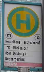 heidelberg/743775/156529---vrnbrn-haltestellenschild---heidelberg-hauptbahnhof (156'529) - VRN/BRN-Haltestellenschild - Heidelberg, Hauptbahnhof - am 16. November 2014