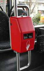 VB Biel/904484/282719---vb-biel---nr (282'719) - VB Biel - Nr. 159/BE 921'159 - Mercedes (ex STI Thun Nr. 166) am 4. Dezember 2025 in Biel, L�hre (Detailaufnahme mit Billetentwerter)