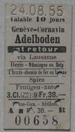 Thun/906088/283381---afa-einzelbillet-vom-24-august (283'381) - AFA-Einzelbillet vom 24. August 1955 am 21. Dezember 2025 in Thun (Vorderseite)
