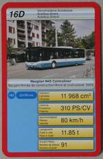 Thun/854715/264229---quartett-spielkarte-mit-vbz-neoplan (264'229) - Quartett-Spielkarte mit VBZ Neoplan N45 Centroliner am 30. Juni 2024 in Thun