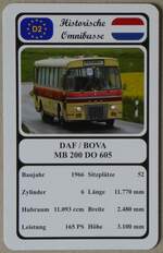 Thun/870552/269687---quartett-spielkarte-mit-daf- (269'687) - Quartett-Spielkarte mit DAF / BOVA MB 200 DO 605 von 1966 am 8. Dezember 2024 in Thun
