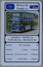 Thun/874220/271468---quartett-spielkarte-mit-auwaerter-- (271'468) - Quartett-Spielkarte mit Auw�rter - NEOPLAN N 20L Do-Lux - DO 836 H 7K von 1965 am 26. Januar 2025 in Thun