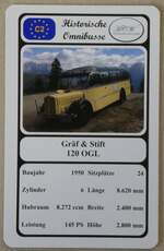 Thun/874496/271631---quartett-spielkarte-mit-graef- (271'631) - Quartett-Spielkarte mit Gr�f & Stift 120 OGL von 1950 am 2. Februar 2025 in Thun