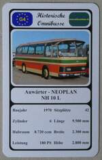 Thun/880595/274305---quartett-spielkarte-mit-auwaerter-- (274'305) - Quartett-Spielkarte mit Auw�rter - NEOPLAN NH 10 L von 1970 am 27. April 2025 in Thun 