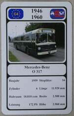 Thun/884427/275798---quartett-spielkarte-mit-mercedes-benz-o (275'798) - Quartett-Spielkarte mit Mercedes-Benz O 317 von 1959 am 25. Mai 2025 in Thun