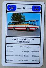 Thun/895679/279333---quartett-spielkarte-mit-auwaerter-- (279'333) - Quartett-Spielkarte mit Auw�rter - NEOPLAN N 214 Jetliner von 1974 am 24. August 2025 in Thun