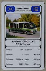 Thun/896976/279786---quartett-spielkarte-mit-auwaerter-- (279'786) - Quartett-Spielkarte mit Auw�rter - NEOPLAN N 906 Telebus von 1980 am 31. August 2025 in Thun