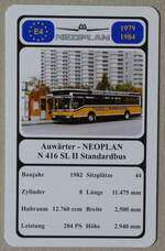 Thun/896978/279788---quartett-spielkarte-mit-auwaerter-- (279'788) - Quartett-Spielkarte mit Auw�rter - NEOPLAN N 416 SL II Standardbus von 1982 am 31. August 2025 in Thun