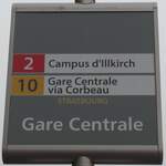 (157'445) - CTS-Haltestellenschild - Strasbourg, Gare Centrale - am 23. November 2014