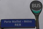 (167'014) - RATP-Haltestellenschild - Paris, Porte Maillot - Mtro RER - am 16. November 2015