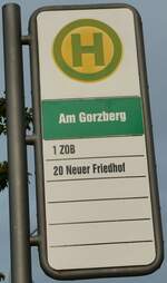 (254'386) - Haltestellenschild - Greifswald, Am Gorzberg - am 30.