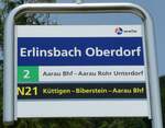 (251'808) - A-welle-Haltestellenschild - Erlinsbach, Oberdorf - am 20. Juni 2023