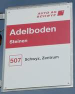 (245'728) - AUTO AG SCHWYZ-Haltestellenschild - Steinen, Adelboden - 3. Februar 2023