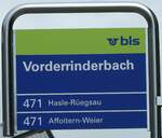 bls/822604/253551---bls-haltestellenschild---rinderbach-vorderrinderbach (253'551) - bls-Haltestellenschild - Rinderbach, Vorderrinderbach - am 9. August 2023