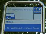 bus-sarganserland-werdenberg/782568/238219---bus-sarganserland-werdenberg-haltestellenschild-- (238'219) - BUS Sarganserland Werdenberg-Haltestellenschild - Walenstadt, Hafen - am 17. Juli 2022