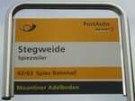 (138'426) - PostAuto-Haltestellenschild - Spiezwiler, Stegweide - am 6.
