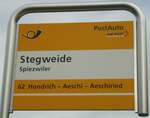 (138'427) - PostAuto-Haltestellenschild - Spiezwiler, Stegweide - am 6.