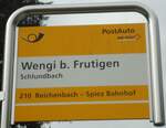 (138'439) - PostAuto-Haltestellenschild - Wengi b. Frutigen, Schlundbach - am 6. April 2012